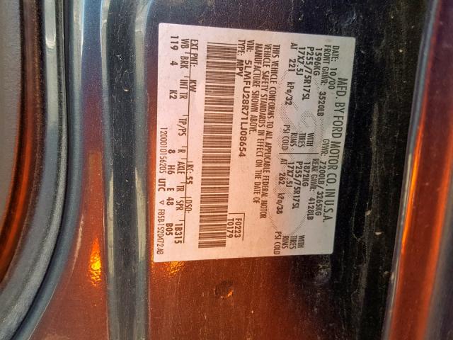 5LMFU28R71LJ08654 - 2001 LINCOLN NAVIGATOR BLUE photo 10