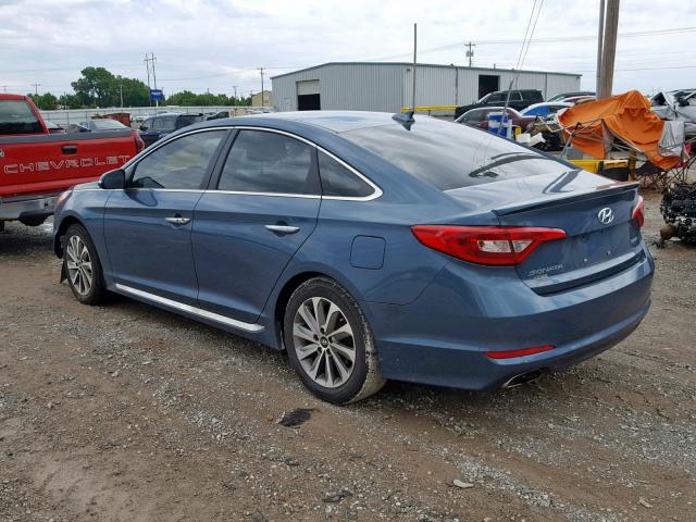 5NPE34AFXFH094553 - 2015 HYUNDAI SONATA SPO BLUE photo 3