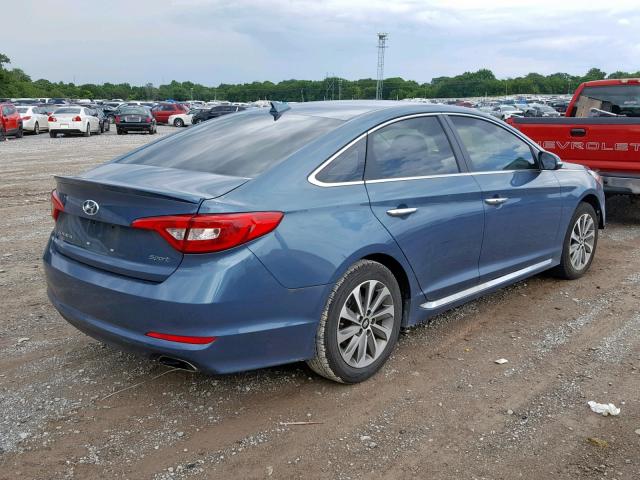 5NPE34AFXFH094553 - 2015 HYUNDAI SONATA SPO BLUE photo 4