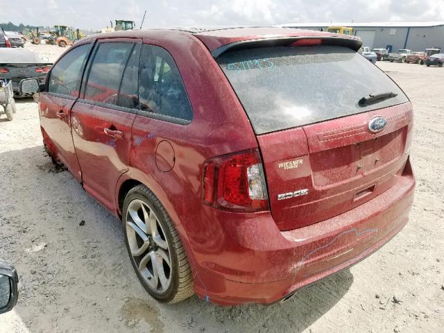 2FMDK3AK9EBA45744 - 2014 FORD EDGE SPORT RED photo 3