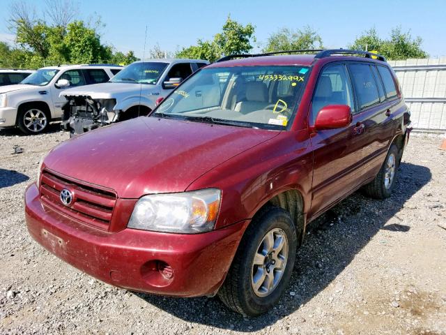 JTEGP21A350055266 - 2005 TOYOTA HIGHLANDER MAROON photo 2