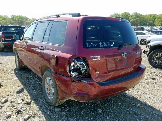 JTEGP21A350055266 - 2005 TOYOTA HIGHLANDER MAROON photo 3