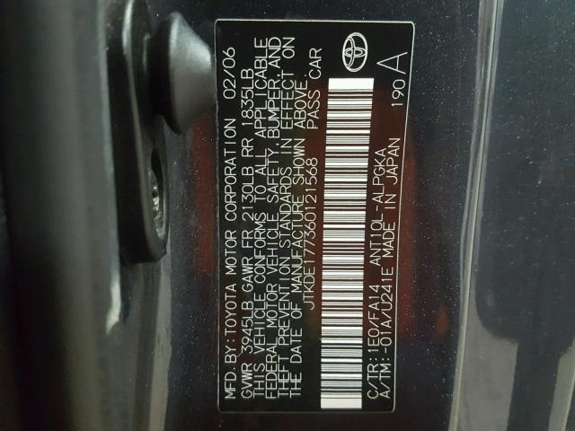 JTKDE177360121568 - 2006 TOYOTA SCION TC Qara foto 10