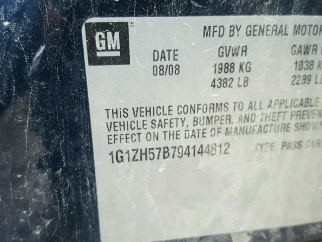 1G1ZH57B794144812 - 2009 CHEVROLET MALIBU 1LT BLUE photo 10