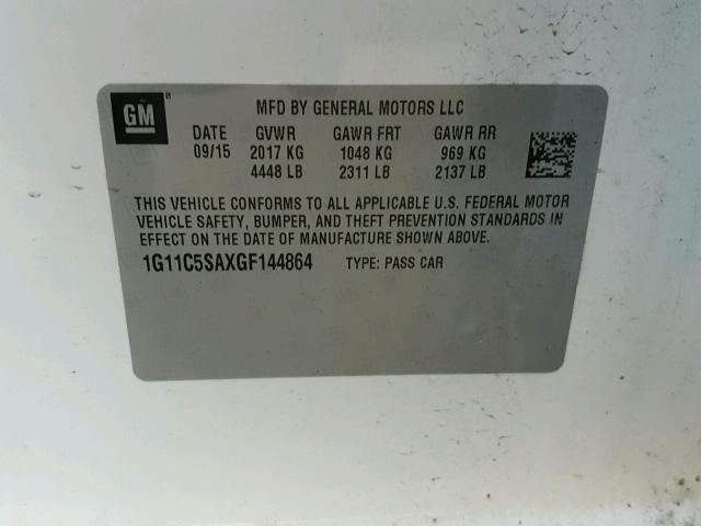 1G11C5SAXGF144864 - 2016 CHEVROLET MALIBU LIM 白色 照片 10