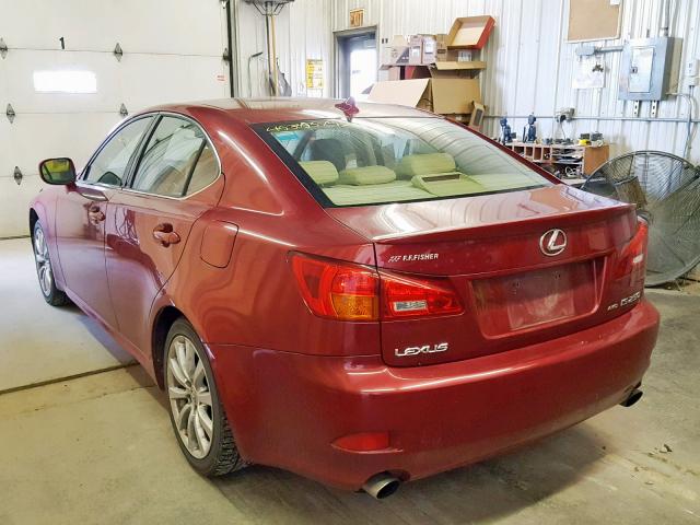 JTHCK262672016664 - 2007 LEXUS IS 250 RED photo 3