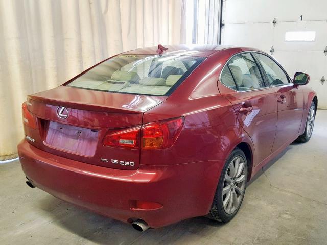 JTHCK262672016664 - 2007 LEXUS IS 250 RED photo 4