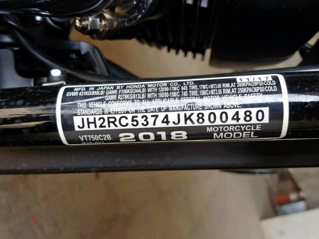 JH2RC5374JK800480 - 2018 HONDA VT750 C2B BLACK photo 10