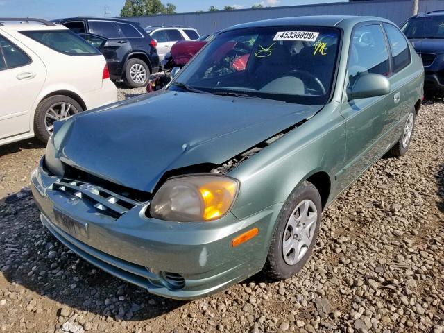 KMHCG35C44U303063 - 2004 HYUNDAI ACCENT GL GREEN photo 2