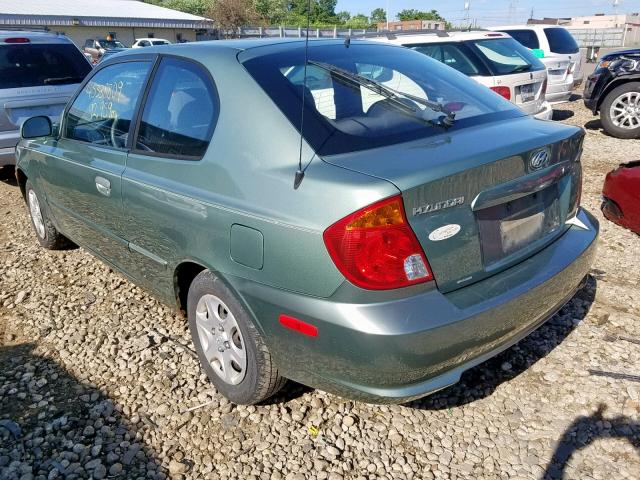 KMHCG35C44U303063 - 2004 HYUNDAI ACCENT GL GREEN photo 3