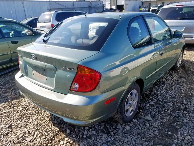 KMHCG35C44U303063 - 2004 HYUNDAI ACCENT GL GREEN photo 4