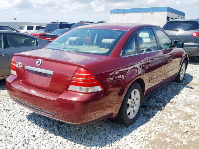 1MEFM40115G601963 - 2005 MERCURY MONTEGO LU BURGUNDY photo 4