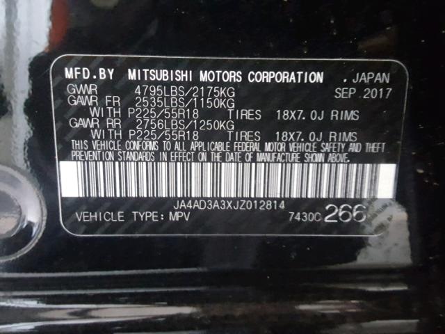 JA4AD3A3XJZ012814 - 2018 MITSUBISHI OUTLANDER BLACK photo 10