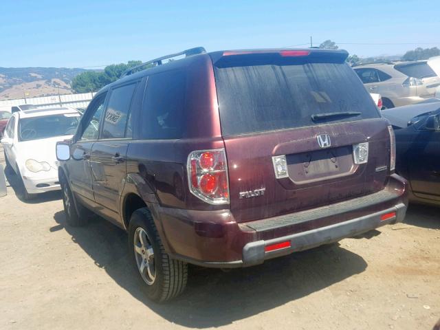 5FNYF18308B031686 - 2008 HONDA PILOT SE BURGUNDY photo 3