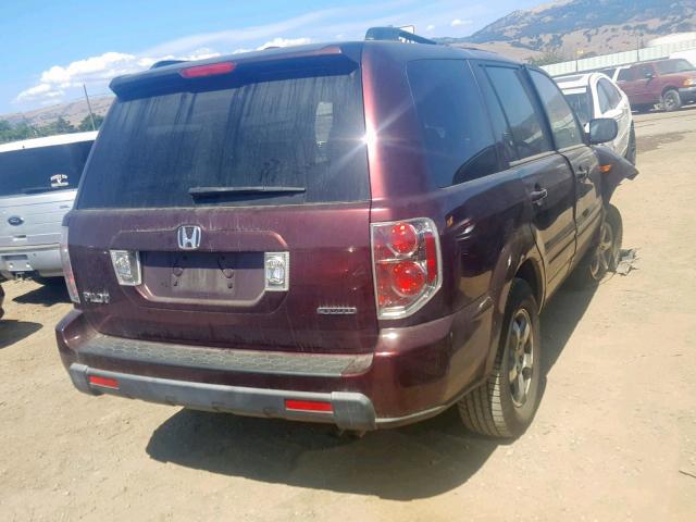 5FNYF18308B031686 - 2008 HONDA PILOT SE BURGUNDY photo 4