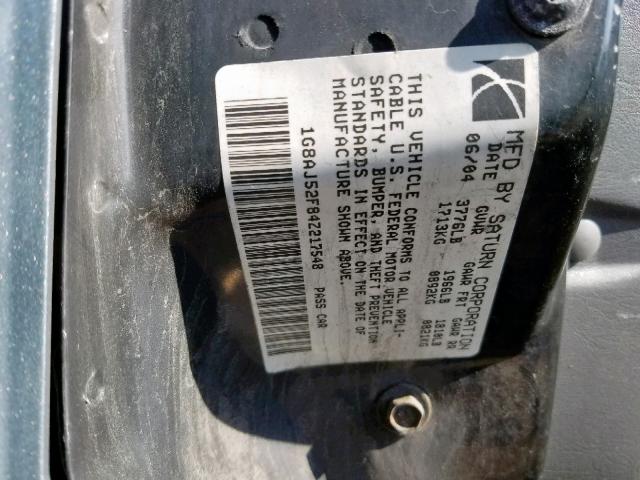 1G8AJ52F84Z217548 - 2004 SATURN ION LEVEL GRAY photo 10