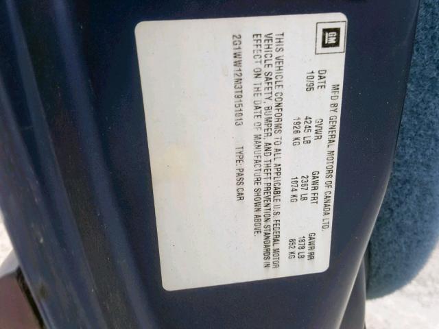 2G1WW12M3T9151013 - 1996 CHEVROLET MONTE CARL ლურჯი ფოტო 10