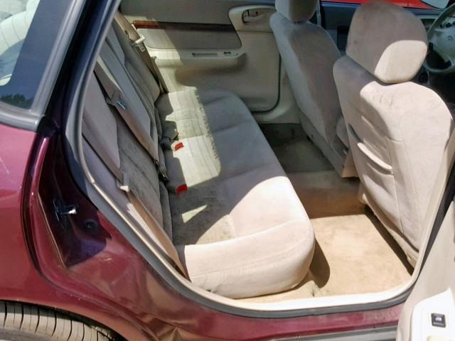 2G1WF52E149221464 - 2004 CHEVROLET IMPALA MAROON photo 6