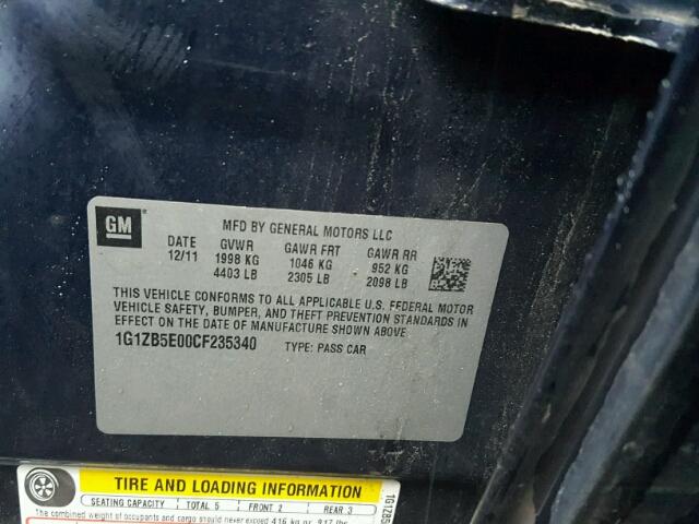 1G1ZB5E00CF235340 - 2012 CHEVROLET MALIBU LS 蓝色 照片 10