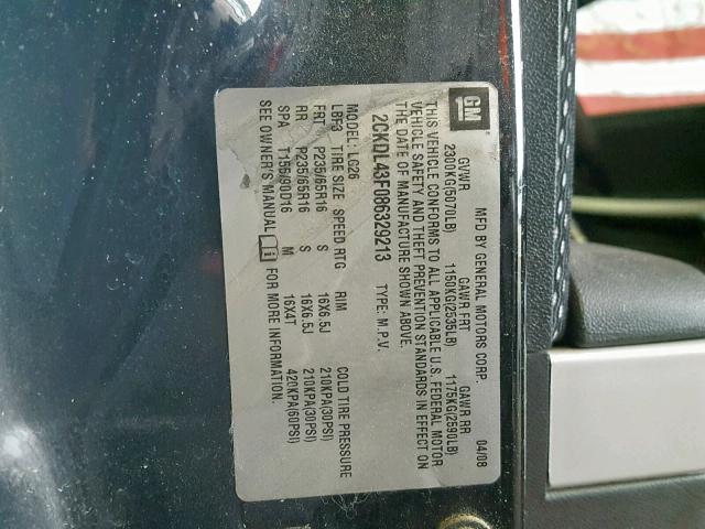 2CKDL43F086329213 - 2008 PONTIAC TORRENT BLACK photo 10