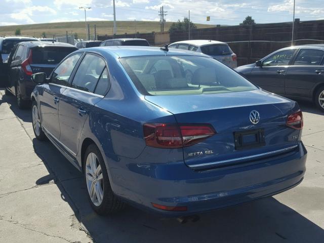 3VWL17AJ1HM203396 - 2017 VOLKSWAGEN JETTA SEL BLUE photo 3