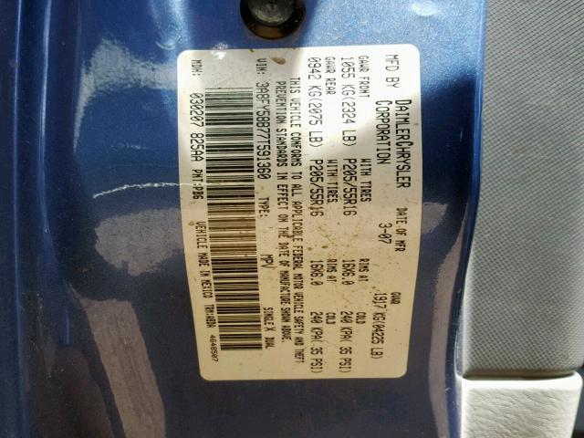 3A8FY58B77T591360 - 2007 CHRYSLER PT CRUISER BLUE photo 10