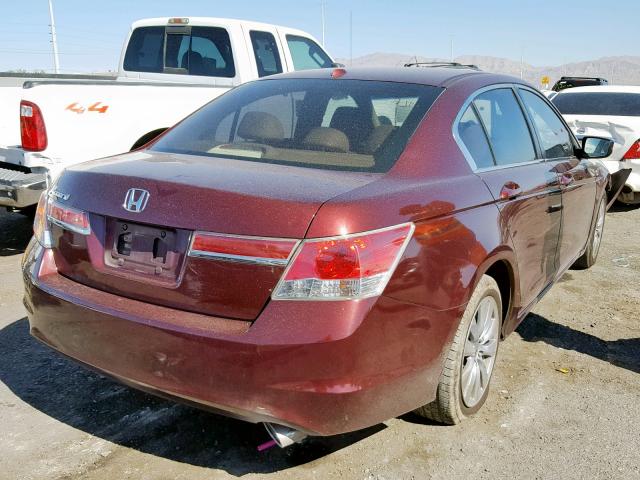 1HGCP2F82CA036564 - 2012 HONDA ACCORD EXL BURGUNDY photo 4