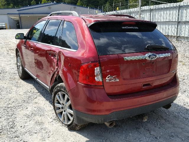 2FMDK4KC1EBA84454 - 2014 FORD EDGE LIMIT RED photo 3