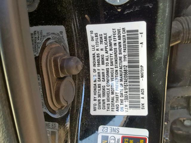 19XFA1F67AE056812 - 2010 HONDA CIVIC LX-S Qara foto 10