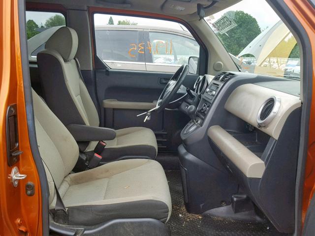 5J6YH28787L009167 - 2007 HONDA ELEMENT EX ORANGE photo 5