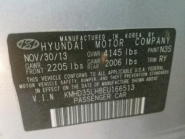 KMHD35LH8EU166513 - 2014 HYUNDAI ELANTRA GT SILVER photo 10