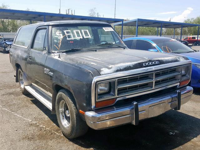 1B4GD12T2FS609987 - 1985 DODGE RAMCHARGER BLACK photo 1