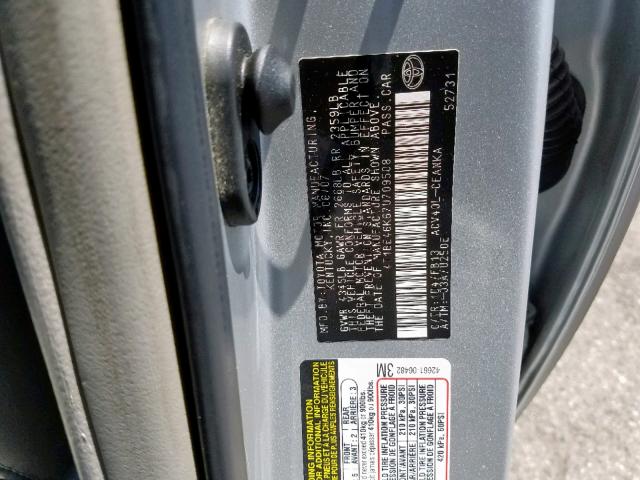 4T1BE46K67U709508 - 2007 TOYOTA CAMRY NEW SILVER photo 10