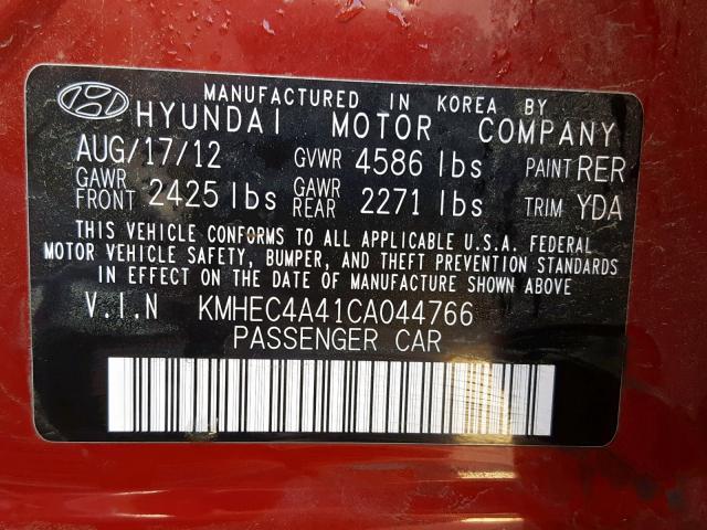 KMHEC4A41CA044766 - 2012 HYUNDAI SONATA HYB RED photo 10