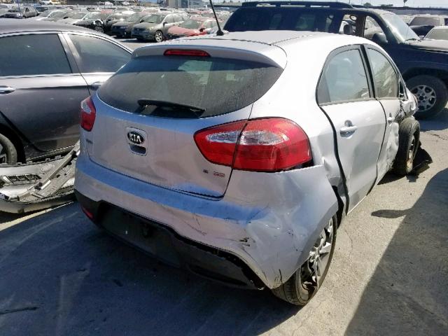 KNADN5A39E6352407 - 2014 KIA RIO EX SILVER photo 4