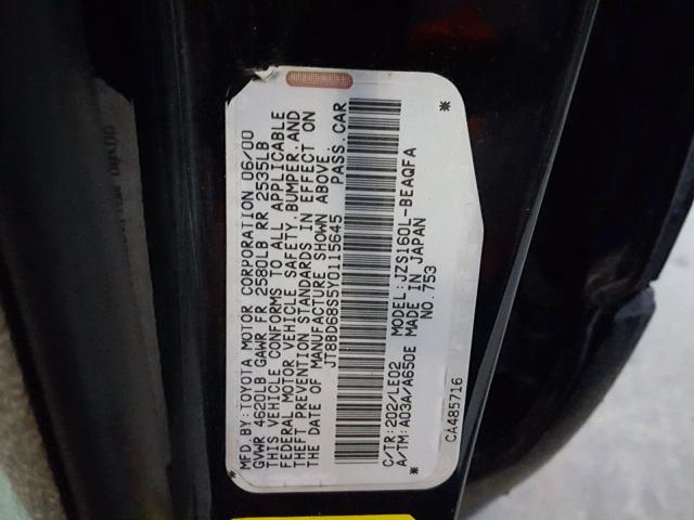 JT8BD68S5Y0115645 - 2000 LEXUS GS 300 BLACK photo 10