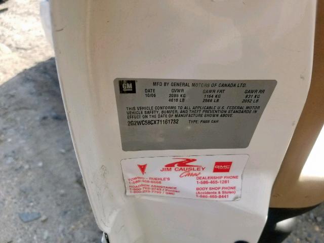 2G2WC58CX71161732 - 2007 PONTIAC GRAND PRIX WHITE photo 10