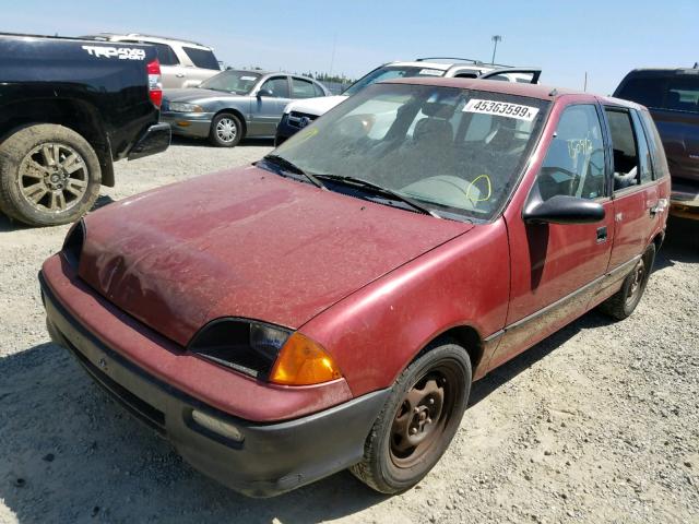 2C1MR6465R6766042 - 1994 GEO METRO RED photo 2