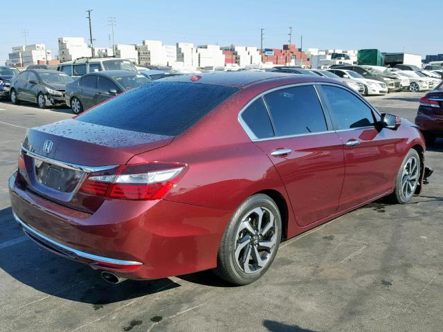 1HGCR2F84GA039370 - 2016 HONDA ACCORD EXL BURGUNDY photo 4