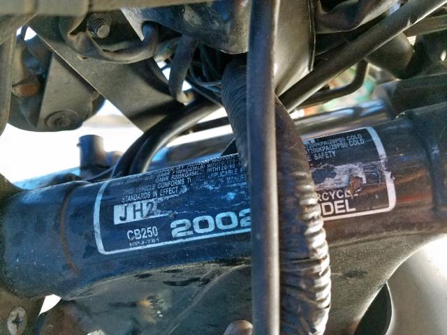 JH2MC24192K910056 - 2002 HONDA CB250 BLACK photo 10