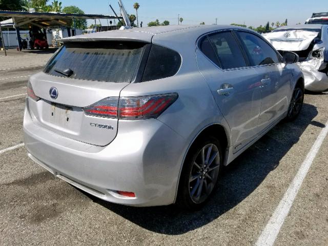 JTHKD5BH7C2086749 - 2012 LEXUS CT 200 SILVER photo 4