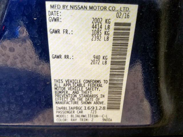 1N4BL3AP8GC169128 - 2016 NISSAN ALTIMA 3.5 BLUE photo 10