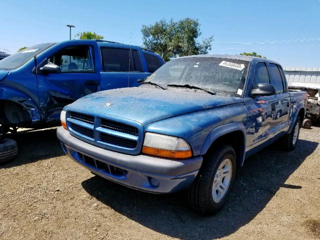 1D7HL38N63S315556 - 2003 DODGE DAKOTA QUA BLUE photo 2