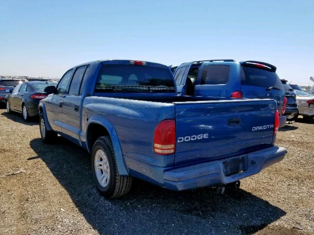 1D7HL38N63S315556 - 2003 DODGE DAKOTA QUA BLUE photo 3