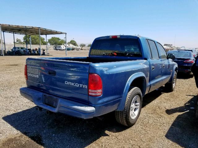 1D7HL38N63S315556 - 2003 DODGE DAKOTA QUA BLUE photo 4