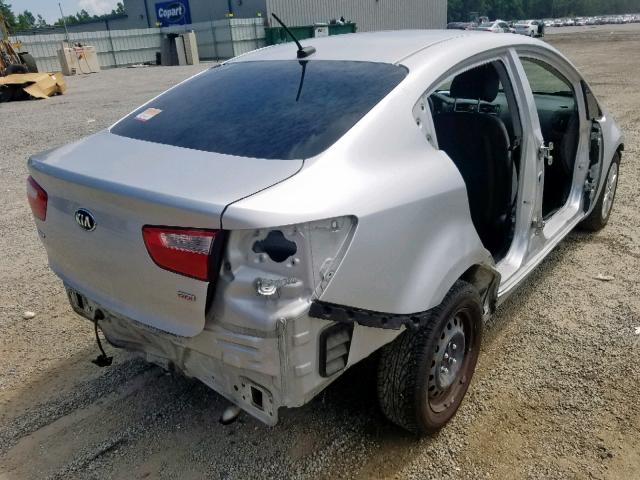 KNADM4A32F6501867 - 2015 KIA RIO LX SILVER photo 4