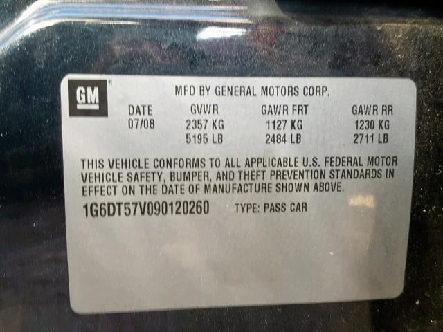 1G6DT57V090120260 - 2009 CADILLAC CTS HI FEA BLACK photo 10