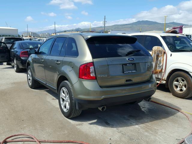 2FMDK3JC8DBA80475 - 2013 FORD EDGE SEL GREEN photo 3