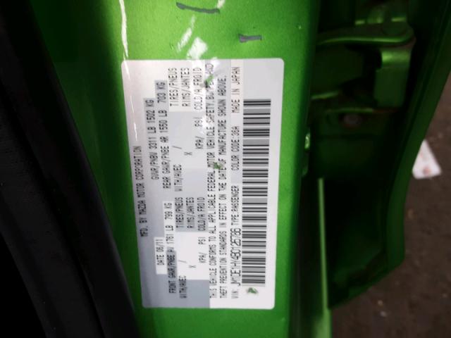 JM1DE1HY4B0126786 - 2011 MAZDA MAZDA2 GREEN photo 10