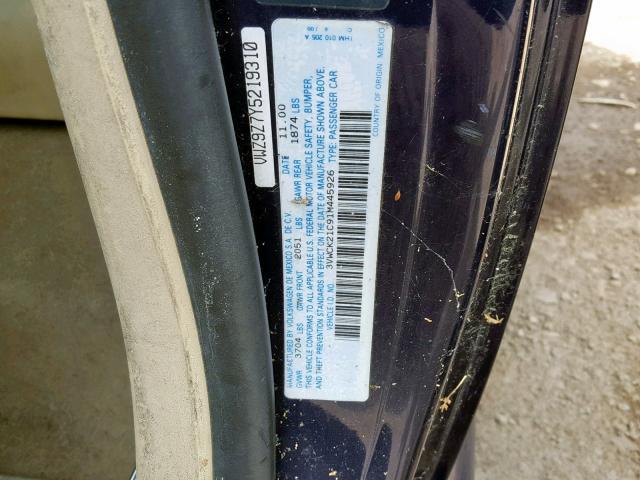 3VWCK21C91M445926 - 2001 VOLKSWAGEN NEW BEETLE ლურჯი ფოტო 10